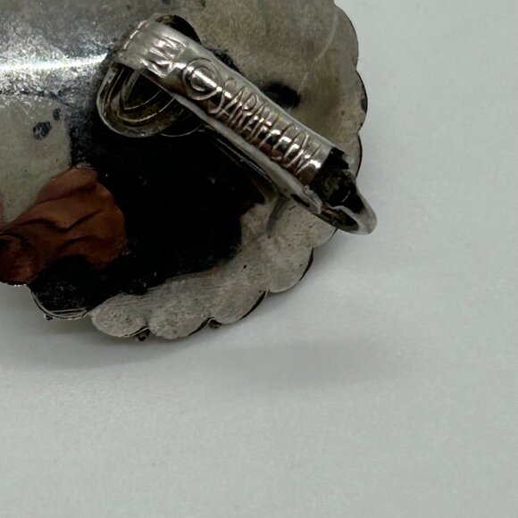 Sarah Coventry Vintage "Black Beauty" Silver-Tone Clip-On Earrings W/ Black Cabo - Picture 4 of 10